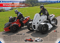 ATV&QUAD Magazin 2012/09-10, Seite 30-37, Fahrbericht Can-Am Spyder v.s. GG Taurus: Glaubensfrage